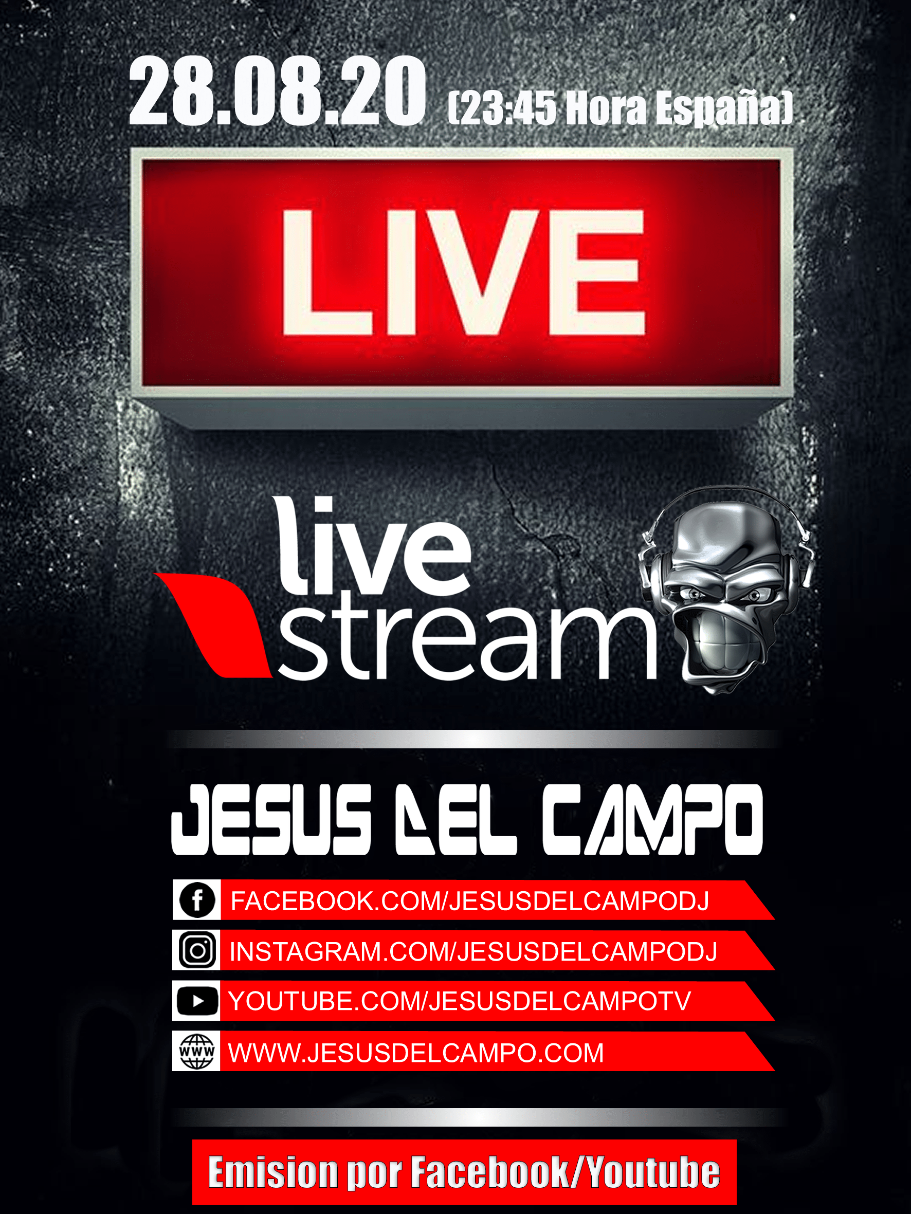 flyer Live Stream 09 2020 cartel jesus del campo